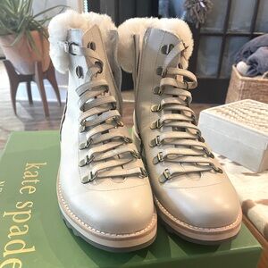 KATE SPADE fur trimmed ankle boots, NEW! Super cute - size 9 M